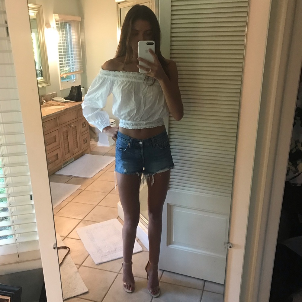 NA-KD White One Shoulder Top